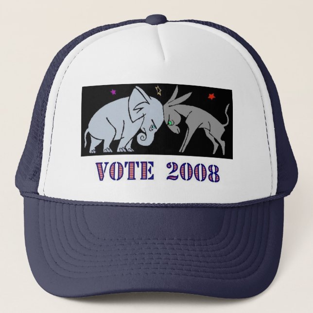VOTE IN 2008 TRUCKERS HAT CAP REPUBLICAN DEMOCRAT (Front)