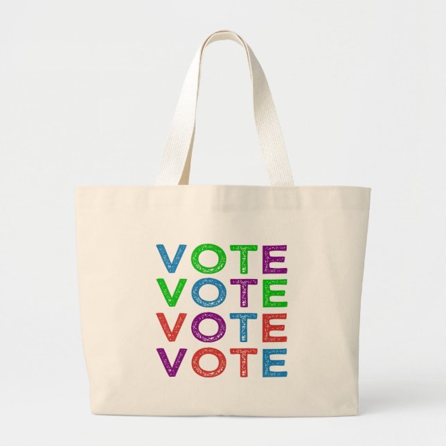 VOTE in Multi-colours Large Tote Bag (Front)