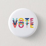 Vote in Vibrant Rainbow Modern 3 Cm Round Badge<br><div class="desc">This vibrant,  modern and rainbow colored vote button makes a wonderful gift for the politically involved person in your life. In blue,  yellow,  pink and orange.</div>