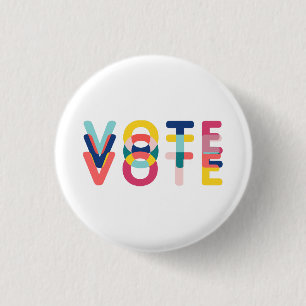 Vote in Vibrant Rainbow Modern 3 Cm Round Badge