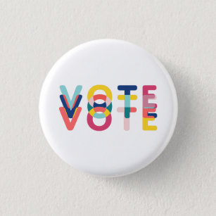 Vote in Vibrant Rainbow Modern 3 Cm Round Badge