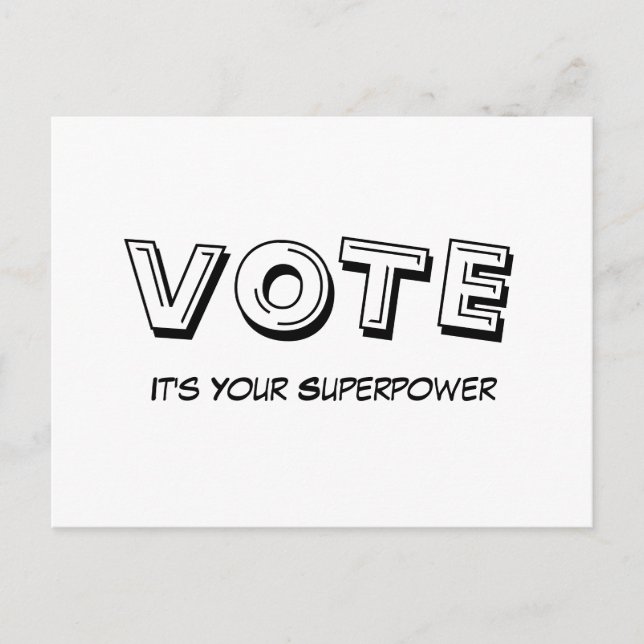Vote: It's Your Superpower Postcard (Front)