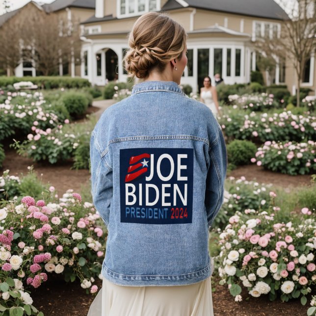 Vote Joe Biden President 2024 Election Blue Denim Jacket (Wedding Back)