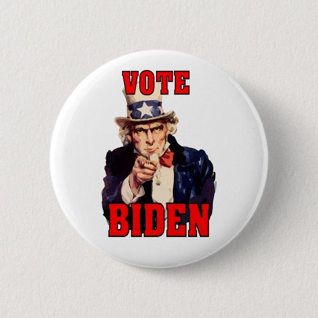Vote Joe Biden Uncle Sam 2024 6 Cm Round Badge (Front)