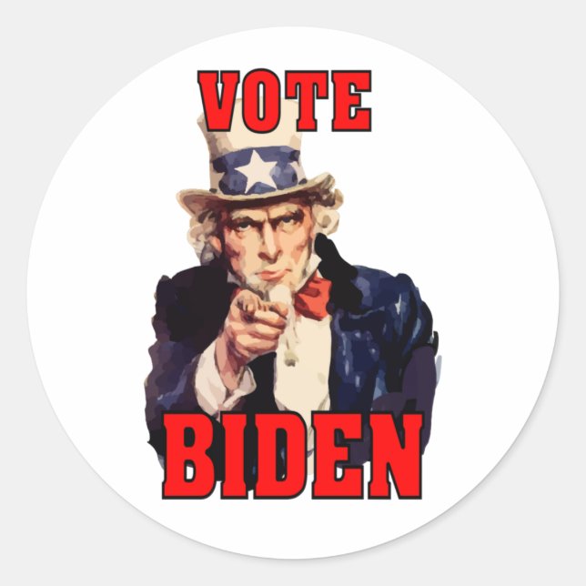 Vote Joe Biden Uncle Sam 2024 Classic Round Sticker (Front)