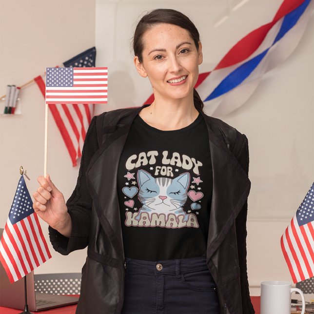 Vote Kamala: Cat lady shows support T-Shirt (Creator Uploaded)