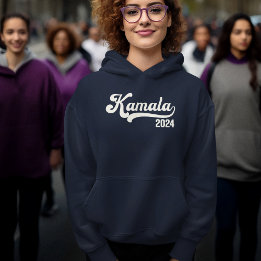 Vote Kamala Harris 2024 Ivory White Varsity Hoodie
