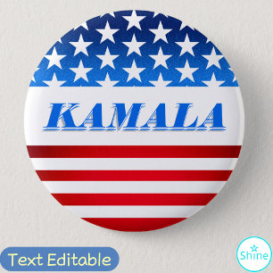 Vote Kamala Harris Custom Text USA Flag Democrats 6 Cm Round Badge