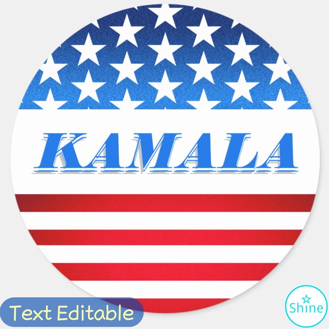 Vote Kamala Harris Custom Text USA Flag Democrats Classic Round Sticker (Creator Uploaded)