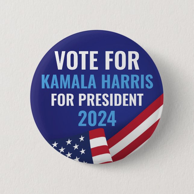 Vote Kamala Harris For President 2024  6 Cm Round Badge (Front)