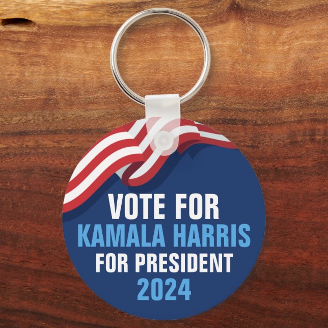 Vote Kamala Harris for President 2024 Blue Key Ring (Front)