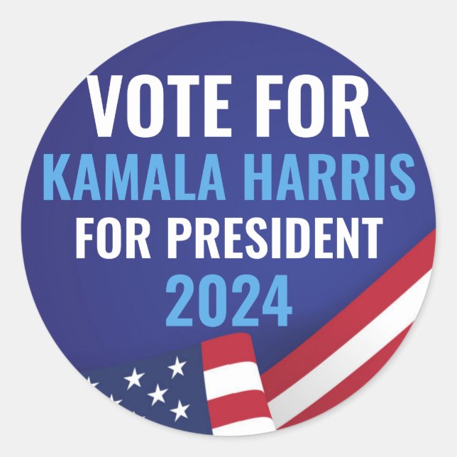 Vote Kamala Harris For President 2024  Classic Round Sticker (Front)