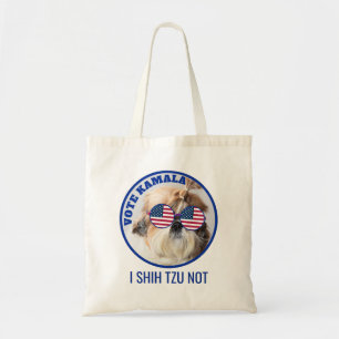 Vote Kamala USA flag Shih Tzu Not cute dog Tote Bag