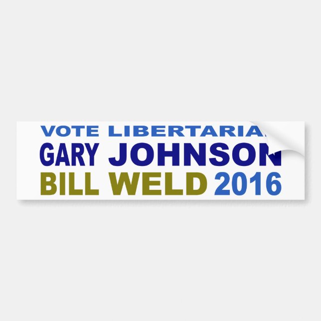 Vote Libertarian Johnson-Weld 2016 Bumper Sticker (Front)