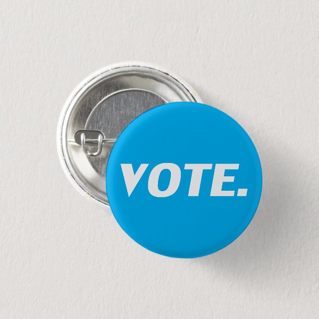 Vote light blue and white pin button (Front & Back)