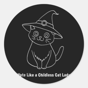 Vote Like A Childless Cat Lady Classic Round Sticker