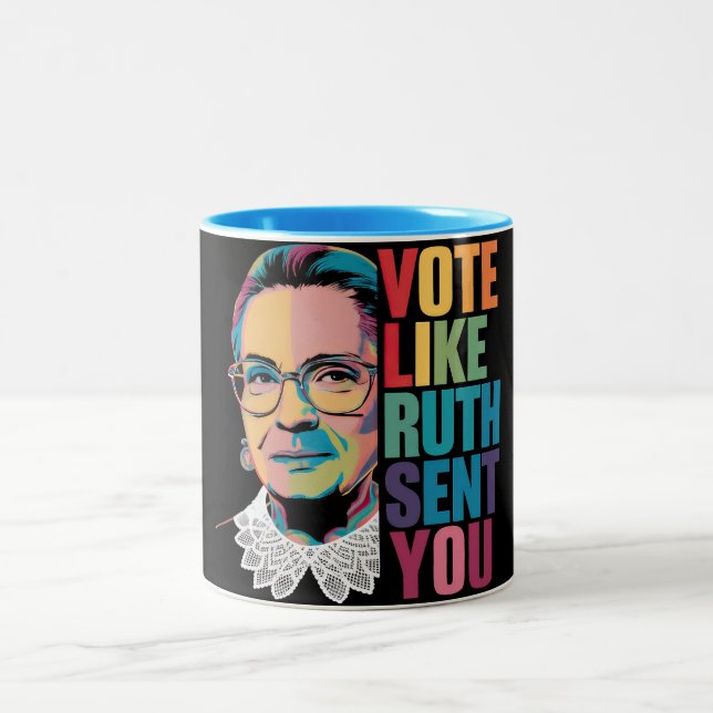 Vote Like Ruth Sent You Two-Tone Coffee Mug (Center)
