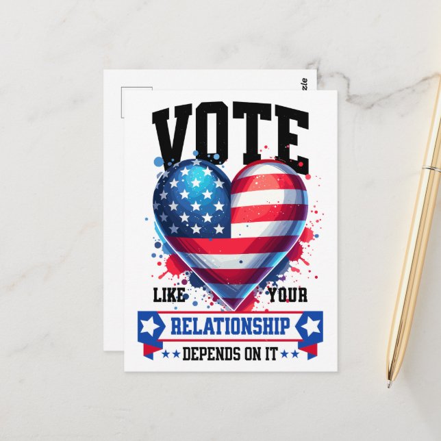 Vote Like Your Relationship Depends On It Postcard (Front/Back In Situ)