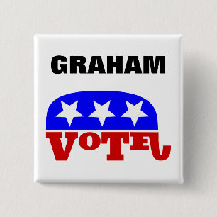Vote Lindsey Graham Republican Elephant 15 Cm Square Badge
