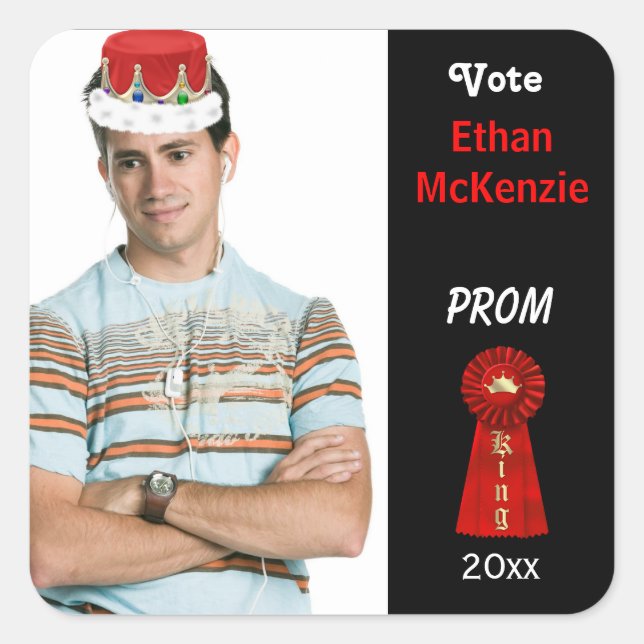 Vote me for Prom King (Red) Square Sticker (Front)