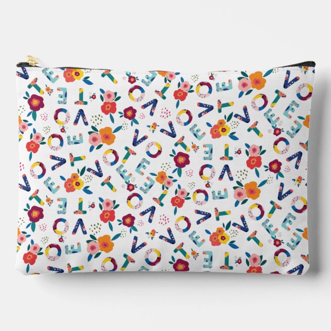 Vote Modern Floral in Green Pink Orange Blue Accessory Pouch (Front)