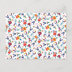 Vote Modern Floral Whimsical Orange Blue Yellow Postcard