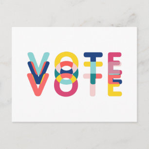 Vote Multicolor Rainbow Modern Blue Yellow Postcard
