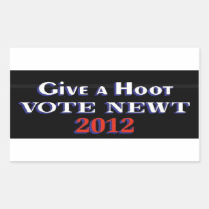 Vote Newt 2012 GAH Rectangular Sticker