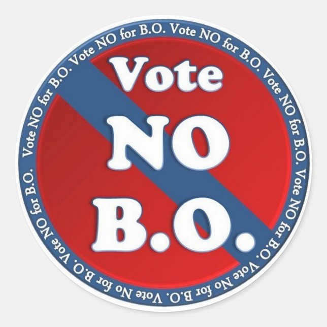 Vote No for B.O. Classic Round Sticker (Front)