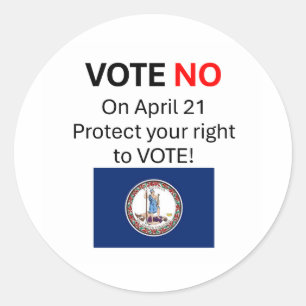 Vote NO on VA Redistricting  Classic Round Sticker