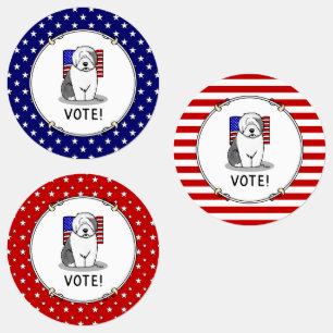 Vote! Old English Sheepdog Grey 1 Cute Political