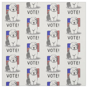 Vote! Old English Sheepdog Grey 1 Cute Political Fabric