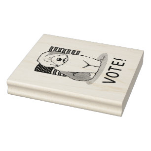 Vote! Old English Sheepdog Grey 1 Cute Political Rubber Stamp