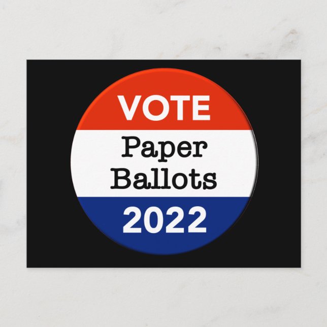 Vote Paper Ballots 2022 Midterm Election Postcard (Front)