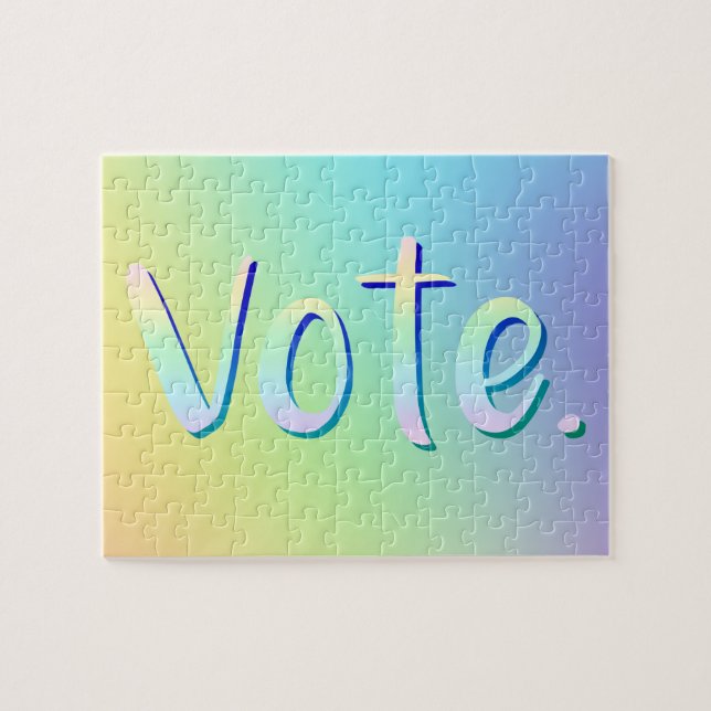 "Vote." Pastel Rainbow Gradient Jigsaw Puzzle (Horizontal)