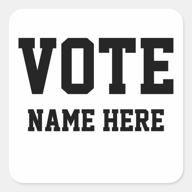 VOTE PERSONALIZE NAME SQUARE STICKER (Front)