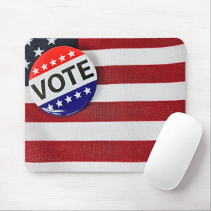 Vote Pin On an American Flag Mouse Pad