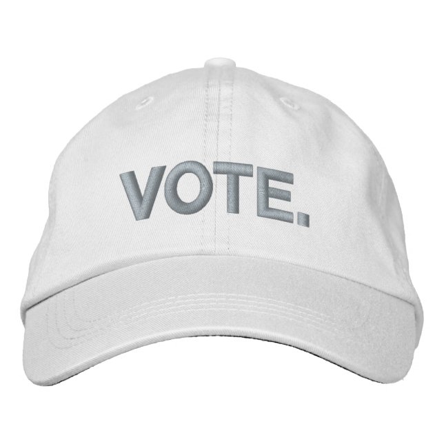 Vote pink and white modern bold text embroidered hat (Front)