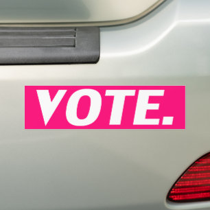 "vote" pink magenta fuchsia white car bumper sticker