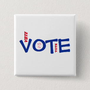 Vote Political Election Red White Blue 15 Cm Square Badge