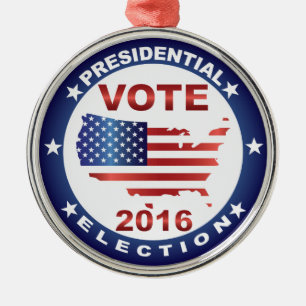 Vote President Election 2016 Round Button Metal Tree Decoration