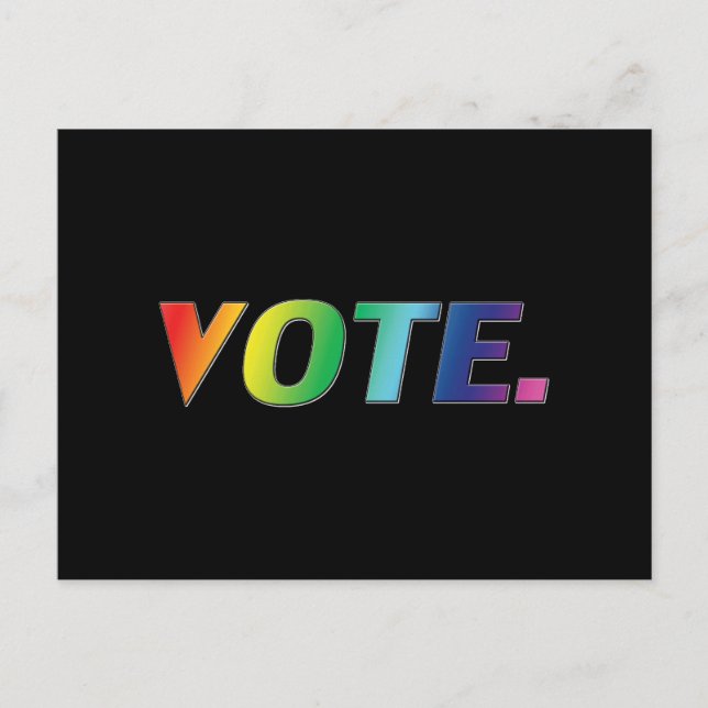 "Vote" pride lgbtq, lgbt rainbow colours, black Postcard (Front)
