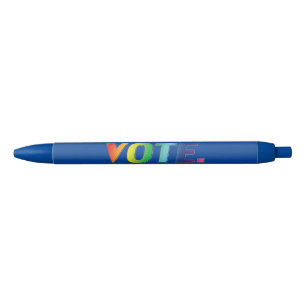 "vote" - Pride rainbow colours lgbtq blue Black Ink Pen