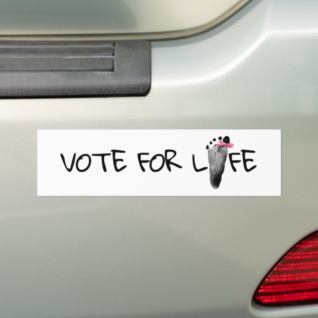 Vote Pro-Life Baby Footprint Bumper Sticker (On Car)
