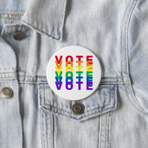 VOTE Rainbow Letters 7.5 Cm Round Badge