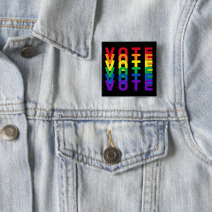 VOTE Rainbow Letters Square Button