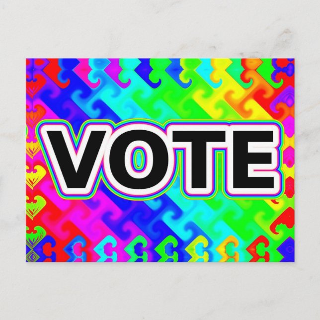 VOTE (Rainbow Wave Background) Postcard (Front)