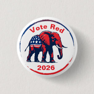 Vote Red 2026 3 Cm Round Badge
