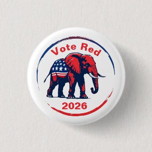 Vote Red 2026 3 Cm Round Badge