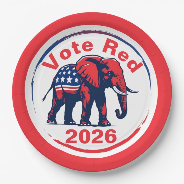 Vote Red 2026 Paper Plate (Front)
